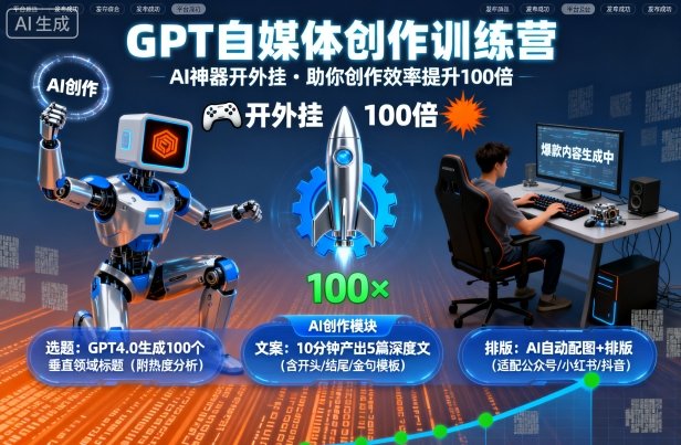 GPT自媒体创作训练营：AI神器开外挂，助你创作效率提升100倍-萝卜兔资源站