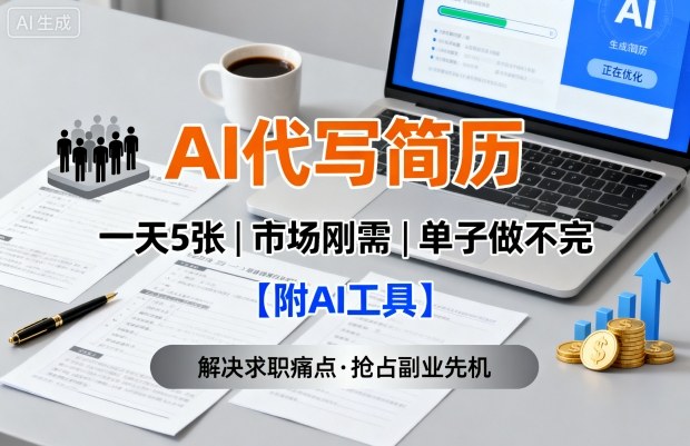 AI代写简历，一天5张，今年找工作难，市场刚需，单子做不完【附AI工具】-萝卜兔资源站