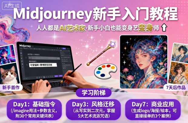 midjourney新手入门教程：人人都是AI艺术家，新手小白也能变身艺术大师-萝卜兔资源站