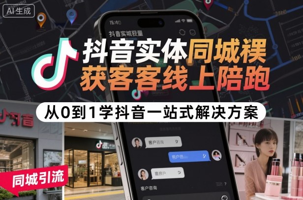 抖音实体同城获客线上陪跑，从0到1学抖音一站式解决方案-萝卜兔资源站