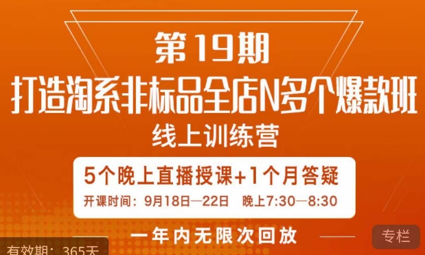 打造淘系非标全店N多个爆款线上课，​5天直播课-萝卜兔资源站