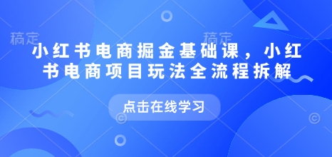 小红书电商掘金课，小红书电商项目玩法全流程拆解-萝卜兔资源站