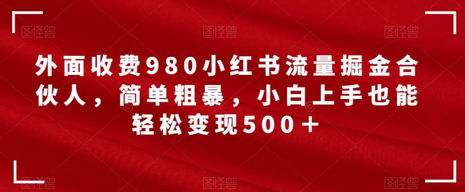 外面收费980小红书流量掘金合伙人，简单粗暴，小白上手也能轻松变现500＋【揭秘】-萝卜兔资源站