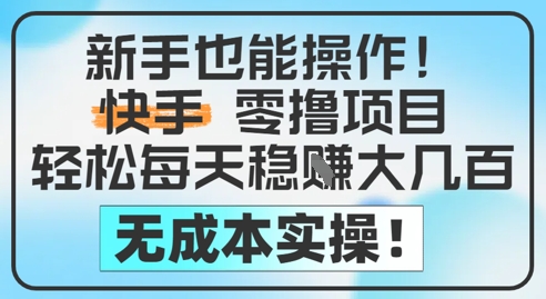 新手也能操作，快手零撸挣米，轻松每天挣2-5张，完全无成本-萝卜兔资源站