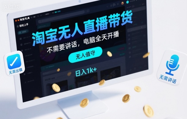 淘宝无人直播带货，不需要出镜，不需要讲话，电脑全天开播，轻松上手，日入1k+【揭秘】-萝卜兔资源站