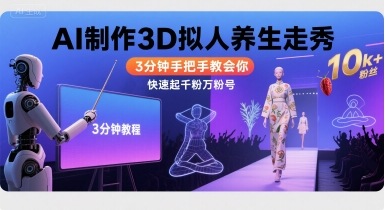 Ai制作3D拟人养生走秀，3分钟手把手教会你，快速起千粉万粉号-萝卜兔资源站
