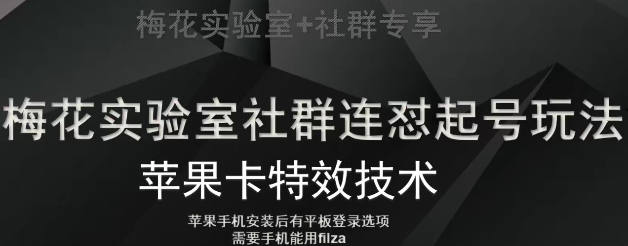 梅花实验室社群视频号连怼起号玩法，最新苹果卡特效技术-萝卜兔资源站