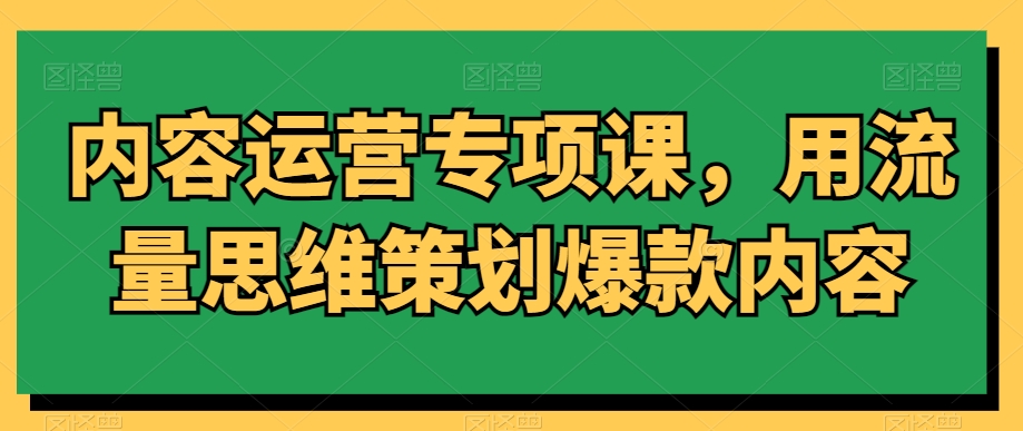 内容运营专项课，用流量思维策划爆款内容-萝卜兔资源站
