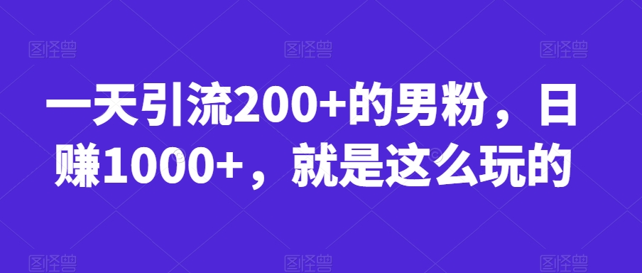 一天引流200+的男粉，日赚1000+，就是这么玩的【揭秘】-萝卜兔资源站