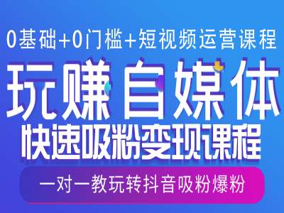 0基础+0门槛+短视频运营课程，玩赚自媒体快速吸粉变现课程，一对一教玩转抖音吸粉爆粉-萝卜兔资源站