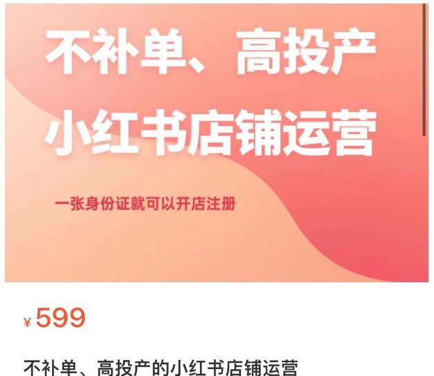 不补单、高投产的小红书店铺运营，一张身份证就可以开店注册-萝卜兔资源站