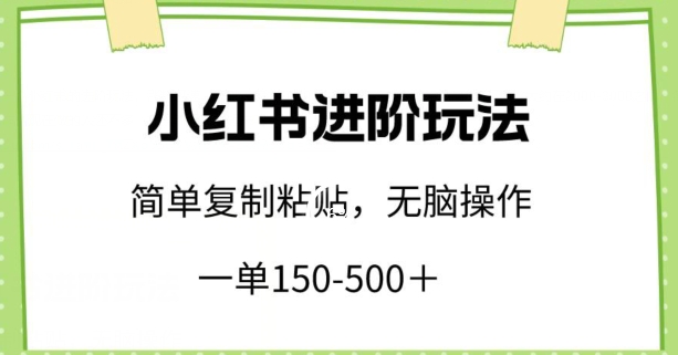 小红书进阶玩法，一单150-500+，简单复制粘贴，小白也能轻松上手【揭秘】-萝卜兔资源站