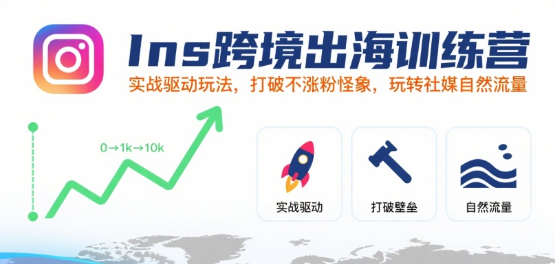 Ins跨境出海训练营，实战驱动玩法，打破不涨粉怪象，玩转社媒自然流量-萝卜兔资源站