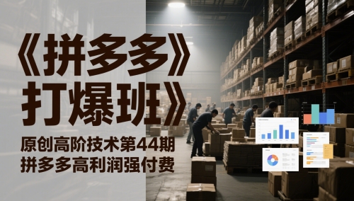 《拼多多打爆班》原创高阶技术第44期，拼多多高利润强付费-萝卜兔资源站