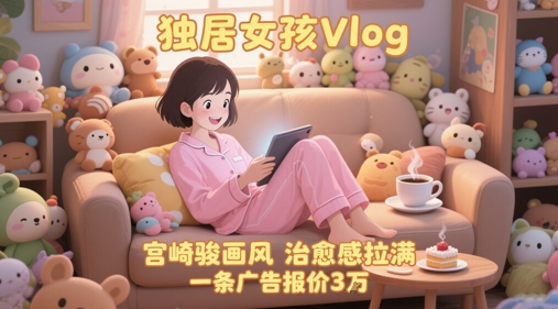 单个账号涨粉71W！用AI制作独居女孩Vlog，宫崎骏画风，治愈感拉满，一条广告报价3W-萝卜兔资源站