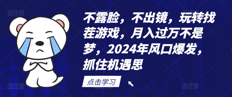 不露脸，不出镜，玩转找茬游戏，月入过万不是梦，2024年风口爆发，抓住机遇【揭秘】-萝卜兔资源站