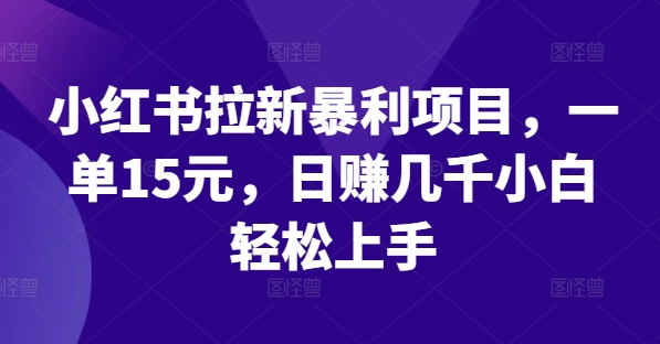 小红书拉新暴利项目，一单15元，日赚几千小白轻松上手【揭秘】-萝卜兔资源站