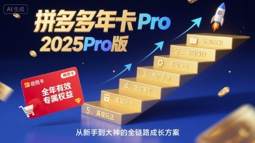 拼多多年卡2025Pro版，五大板块从认知到基础、从推广到活动、从活动到玩法-萝卜兔资源站