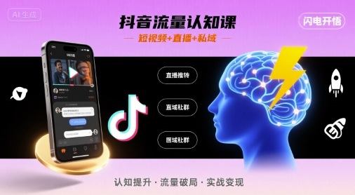 抖音流量认知课，短视频+直播+私域，认知提升，闪电开悟-萝卜兔资源站