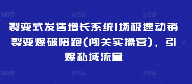 裂变式发售增长系统1场极速动销裂变爆破陪跑(闯关实操营)，引爆私域流量-萝卜兔资源站