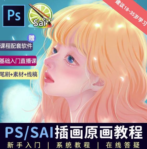 价值1288的原画插画教程零基础CG漫画SAI线稿笔刷手绘画数位板绘视频课程-萝卜兔资源站