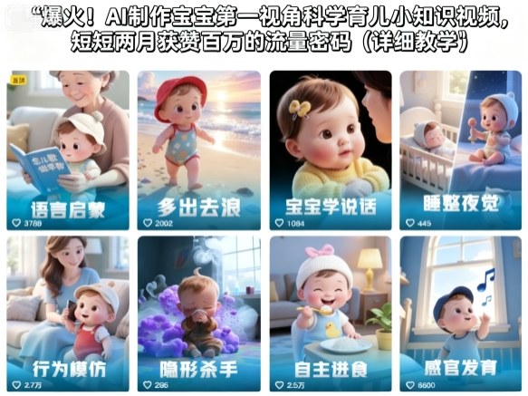 爆火!AI制作宝宝第一视角科学育儿小知识视频,短短两月获赞百万的流量密码(详细教学)-萝卜兔资源站