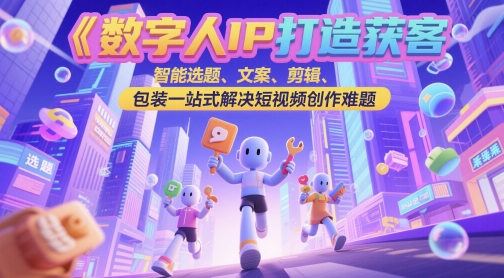 数字人IP打造获客变现实操课，智能选题、文案、剪辑、包装一站式解决短视频创作难题-萝卜兔资源站
