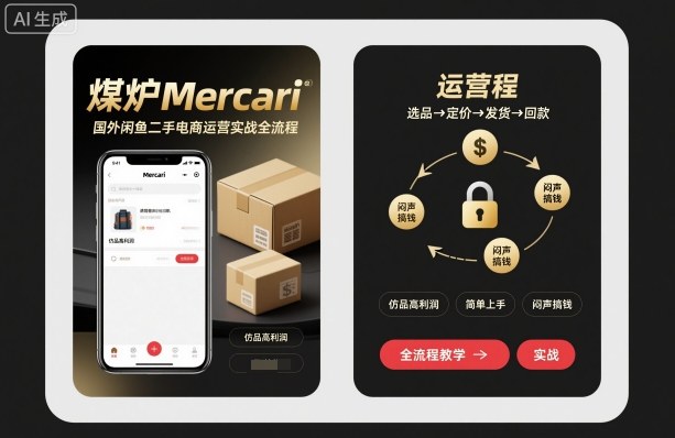 煤炉Mercari国外闲鱼二手电商运营实战全流程,仿品高利润,简单上手,闷声搞钱-萝卜兔资源站