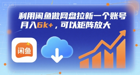 利用闲鱼做网盘拉新一个账号，月入6k+，可以矩阵放大-萝卜兔资源站