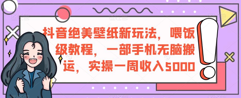 抖音绝美壁纸新玩法，喂饭级教程，一部手机无脑搬运，实操一周收入5000【揭秘】-萝卜兔资源站