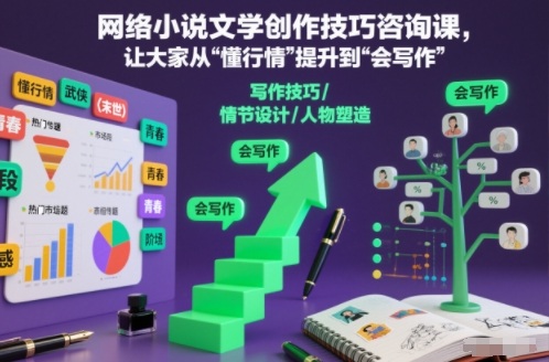网络小说文学创作技巧咨询课,让大家从“懂行情”提升到”会写作”的高度-萝卜兔资源站