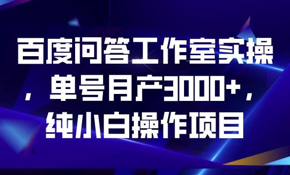 百度问答工作室实操，单号月产3000+，纯小白操作项目【揭秘】-萝卜兔资源站