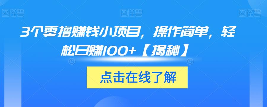 3个零撸赚钱小项目，操作简单，轻松日赚100+【揭秘】-萝卜兔资源站