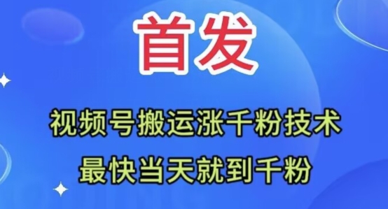 全网首发：视频号无脑搬运涨千粉技术，最快当天到千粉【揭秘】-萝卜兔资源站