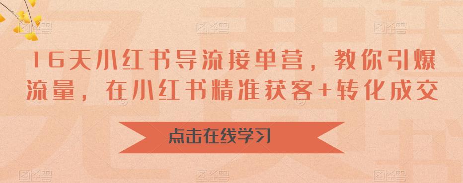 16天小红书导流接单营，教你引爆流量，在小红书精准获客+转化成交-萝卜兔资源站