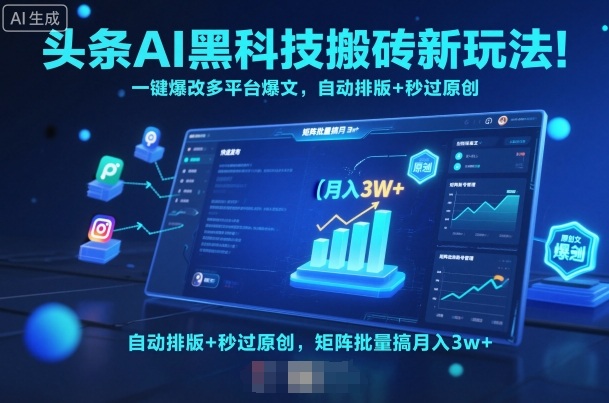 头条AI黑科技搬砖新玩法！一键爆改多平台爆文，自动排版+秒过原创，矩阵批量搞月入3w+【揭秘】-萝卜兔资源站