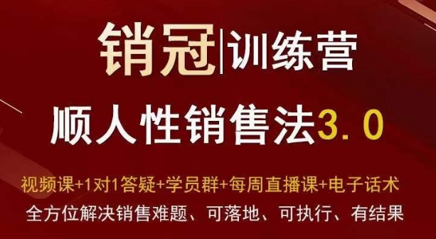 爆款！销冠训练营3.0之顺人性销售法，全方位解决销售难题、可落地、可执行、有结果-萝卜兔资源站