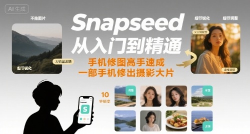 Snapseed从入门到精通，手机修图高手速成，一部手机就能修出摄影大片-萝卜兔资源站