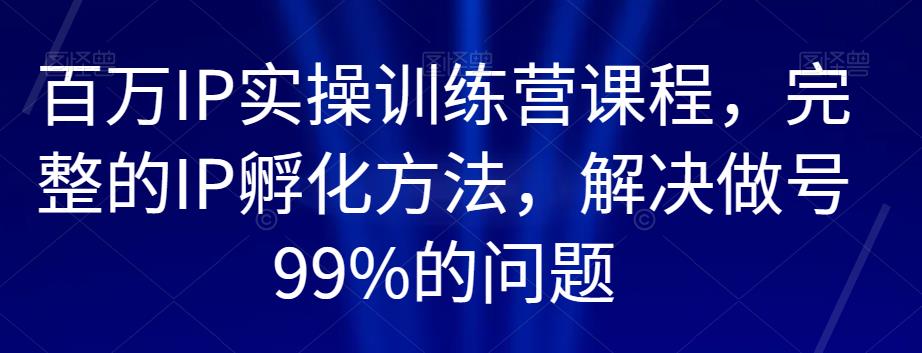 百万IP实操训练营课程，完整的IP孵化方法，解决做号99%的问题-萝卜兔资源站