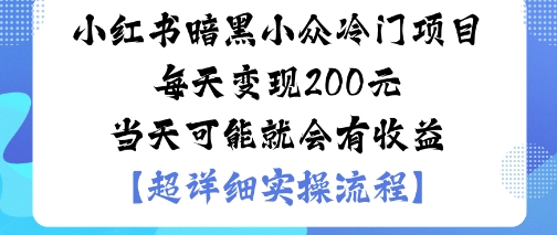 小红书暗黑小众冷门项目每天变现2张当天可能就会有收益-萝卜兔资源站