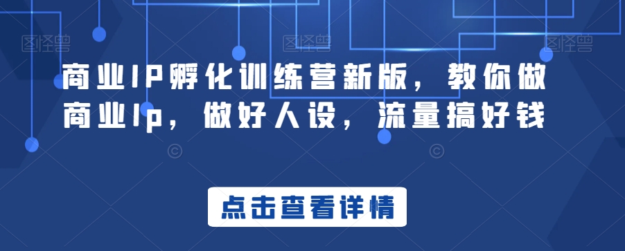 商业IP孵化训练营新版，教你做商业Ip，做好人设，流量搞好钱-萝卜兔资源站