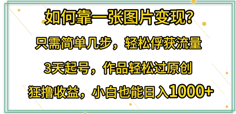 如何靠一张图片变现?只需简单几步，轻松俘获流量，3天起号，作品轻松过原创【揭秘】-萝卜兔资源站