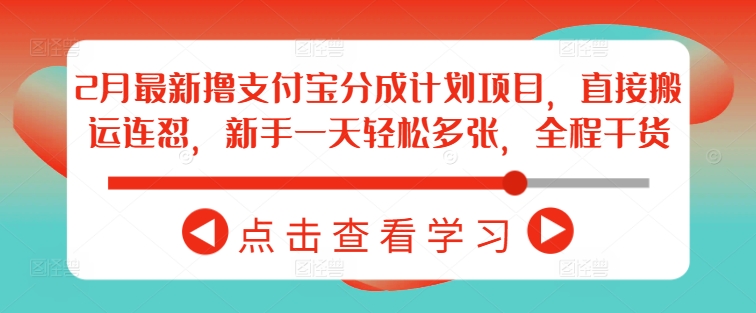 2月最新撸支付宝分成计划项目，直接搬运连怼，新手一天轻松多张，全程干货-萝卜兔资源站