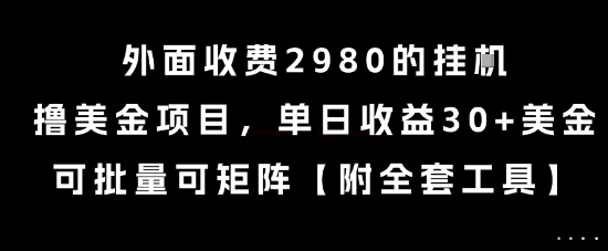 外面收费2980的挂G撸美金项目，单日收益30+美金，可批量可矩阵【揭秘】-萝卜兔资源站