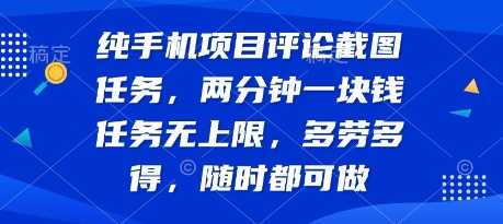 纯手机项目评论截图任务，两分钟一块钱 任务无上限多劳多得，随时随地都能做【揭秘】-萝卜兔资源站