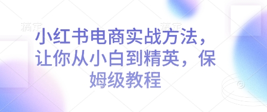 小红书电商实战方法，让你从小白到精英，保姆级教程-萝卜兔资源站