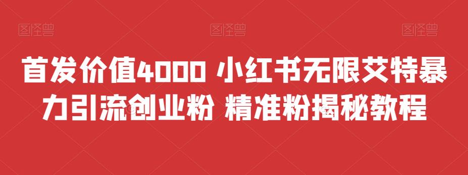 首发价值4000 小红书无限艾特暴力引流创业粉 精准粉揭秘教程-萝卜兔资源站