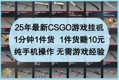 25年最新CSGO游戏挂G，1分钟1件货，1件货挣10元，纯手机操作，无需游戏经验【揭秘】-萝卜兔资源站