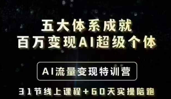 五大体系成就百万变现AI超级个体- AI流量变现特训营，一步一步教你一个人怎么年入百W-萝卜兔资源站