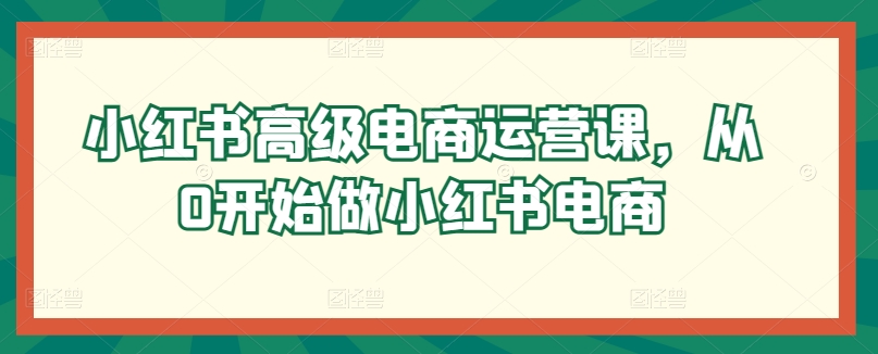 小红书高级电商运营课，从0开始做小红书电商-萝卜兔资源站